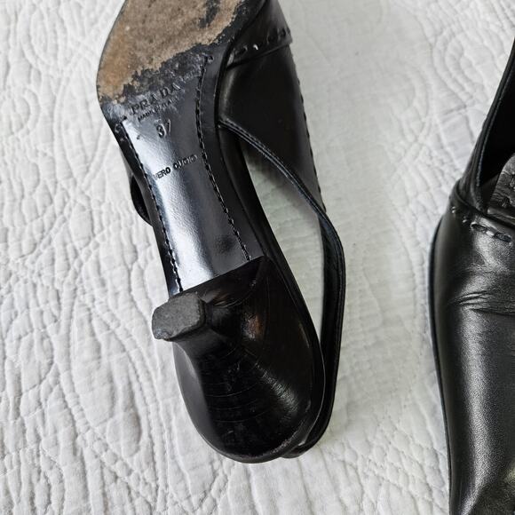 Y2k Prada Slingback Kitten Heels Buckle Detail Pointed Toe Vintage - Size 37 - Picture 7 of 8